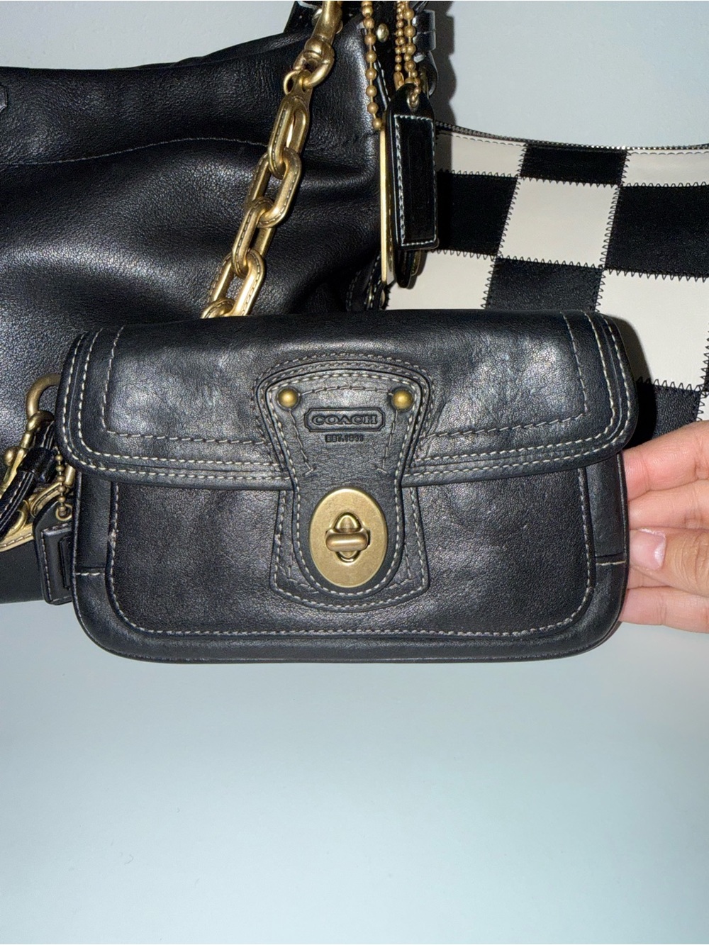 Coach Gigi 65th Ann. Black Leather Turn Lock Wristlet - Coin Wallet Clutch Pouch